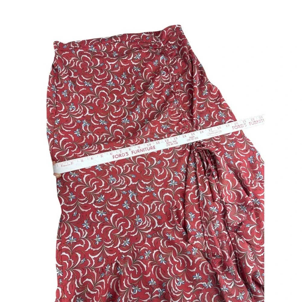 NWT Max Studio‎ Floral Asymmetrical Midi Skirt Pink Blue Ruffle Ruched Large